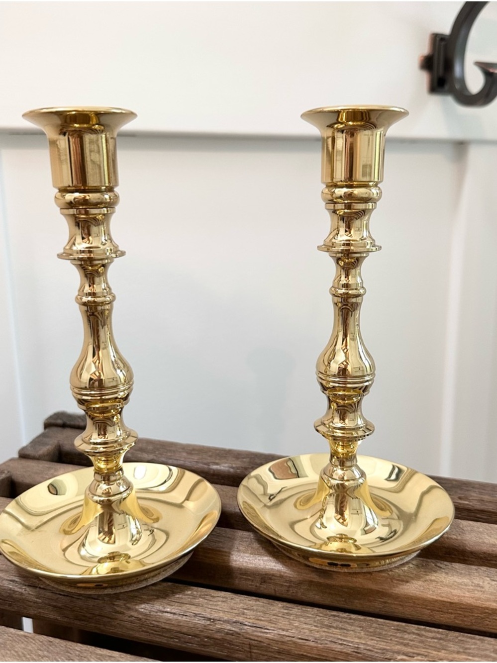 Baldwin Brass 7 Candle Stick Holders Forged In America Pair 2 Polished Brass USA